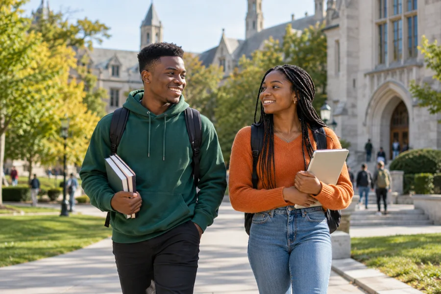 Nigerian students on an international university campus